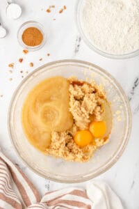 applesauce with eggs and creamed butter and sugar
