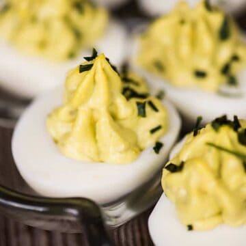 Avocado Deviled Eggs are a healthy spin on classic deviled eggs. Great for parties or a protein filled keto-friendly snack - you'll love them!