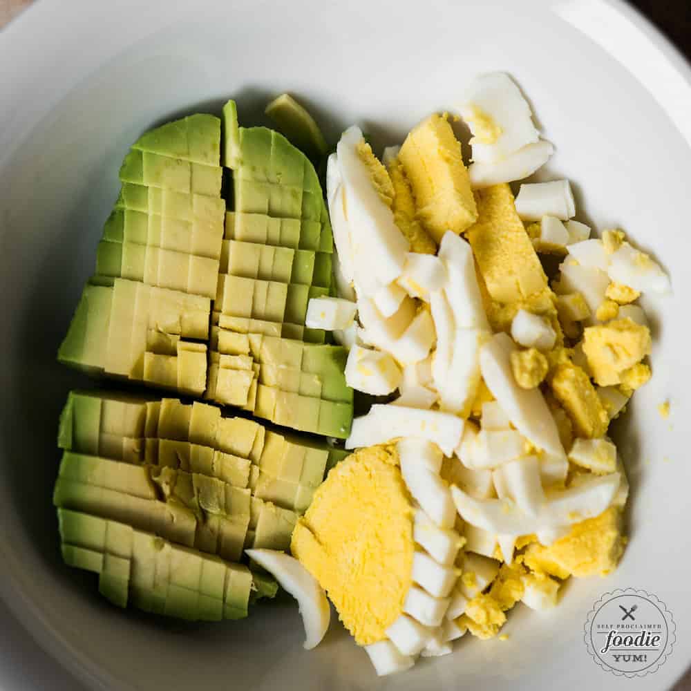 diced avocado and hard boiled egg