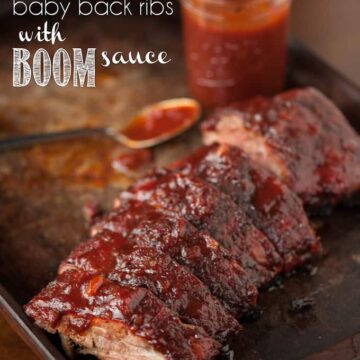sliced baby back ribs with bbq sauce