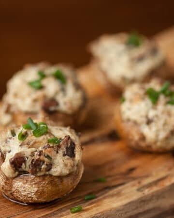 These Bacon Blue Cheese Stuffed Mushrooms are an incredibly rich and decadent appetizer that are the perfect party finger food everyone will love.