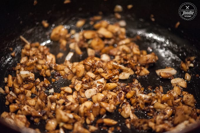 bacon bits in a pan