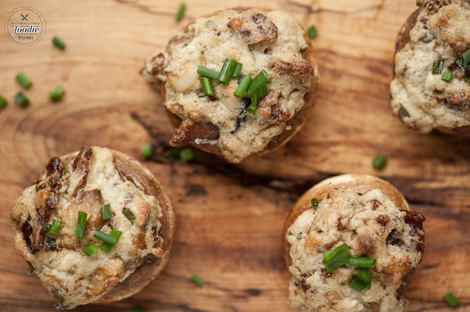 cooked bacon blue cheese stuffed mushrooms