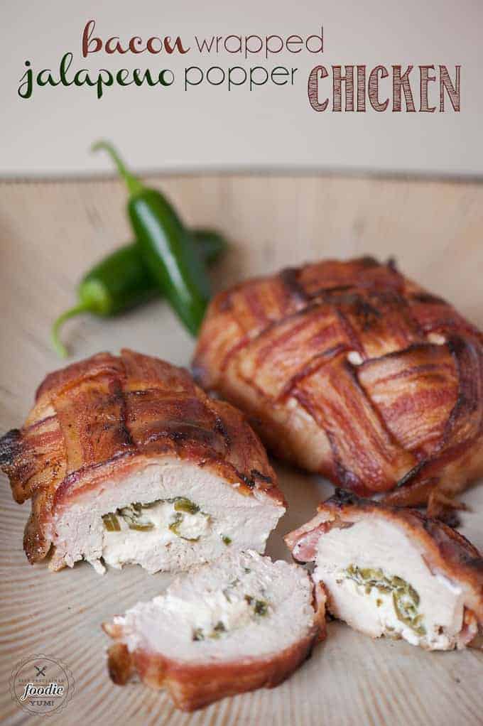 chicken breast covered in bacon weave