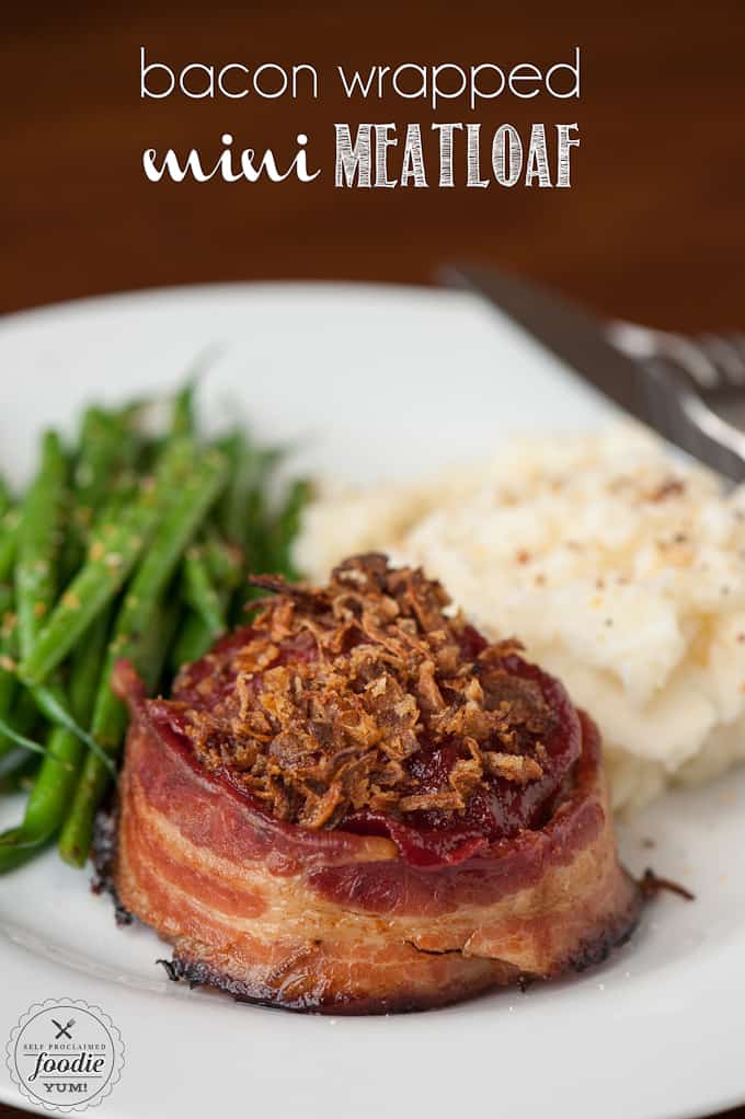 Bacon Wrapped Meatloaf is the best comfort food recipe you can make for dinner. Ground beef and bacon served as mini meatloaf for individual portion sizes!