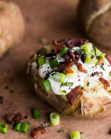 Pressure Cooker (Instant Pot) Baked Potatoes are far superior to any baked potato cooked in the oven or microwave. In just minutes, you'll have potatoes with a soft, moist creamy center and a dry, thin skin on the outside. You can even give them a rub in olive oil and salt and crisp them up in the oven if you want.