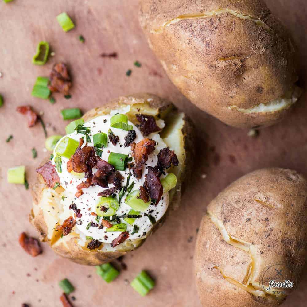 Pressure Cooker Baked Potatoes • Loaves and Dishes