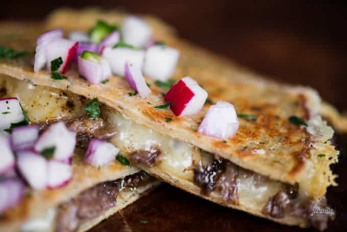 Cheesy chipotle beef barbacoa quesadilla