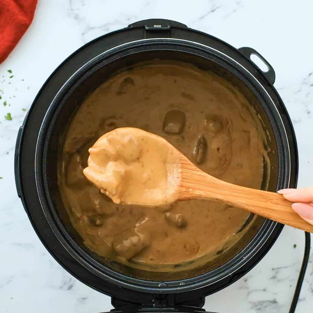 mushroom gravy with beef stew meat in Instant pot