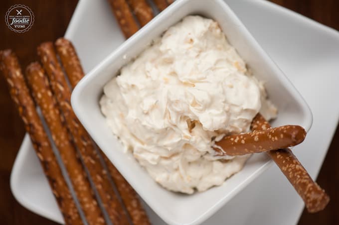 Ranch Beer Cheese Dip with pretzel rods