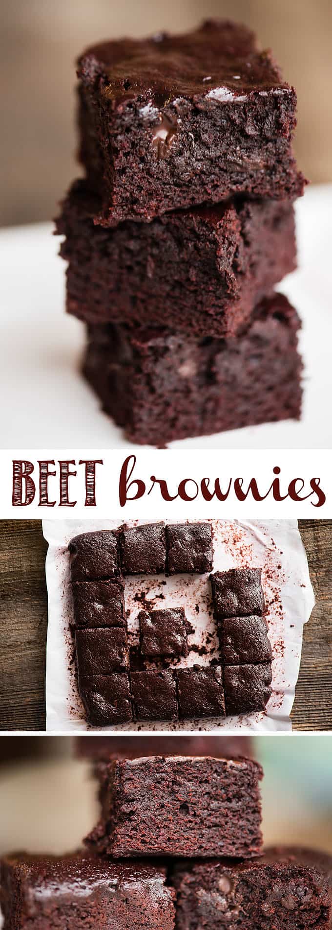 Beet Brownies are a decadent brown butter brownie recipe with a smooth buttermilk roasted beet puree mixed into the batter. The result is a lusciously soft brownie with an intense dark chocolate flavor. You'll enjoy the added health benefits of cooking with beets and will be pleasantly surprised with the flavor! #beet #beets #roastedbeets #beetpuree #brownie #chocolate #beetbrownie #beetrecipe