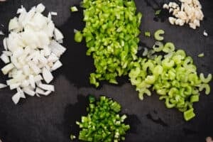 diced vegetables for Black Eyed Peas recipe