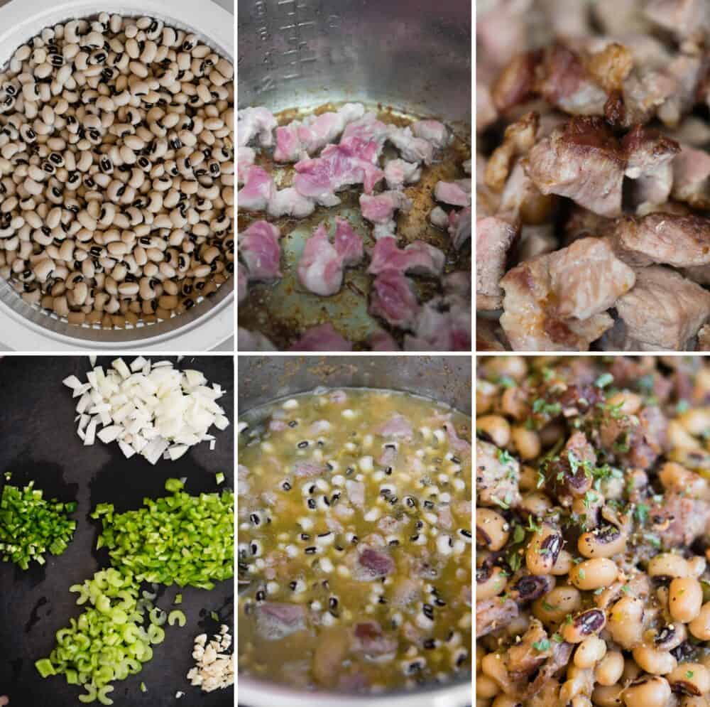 process photos for how to make black eyed peas in the instant pot