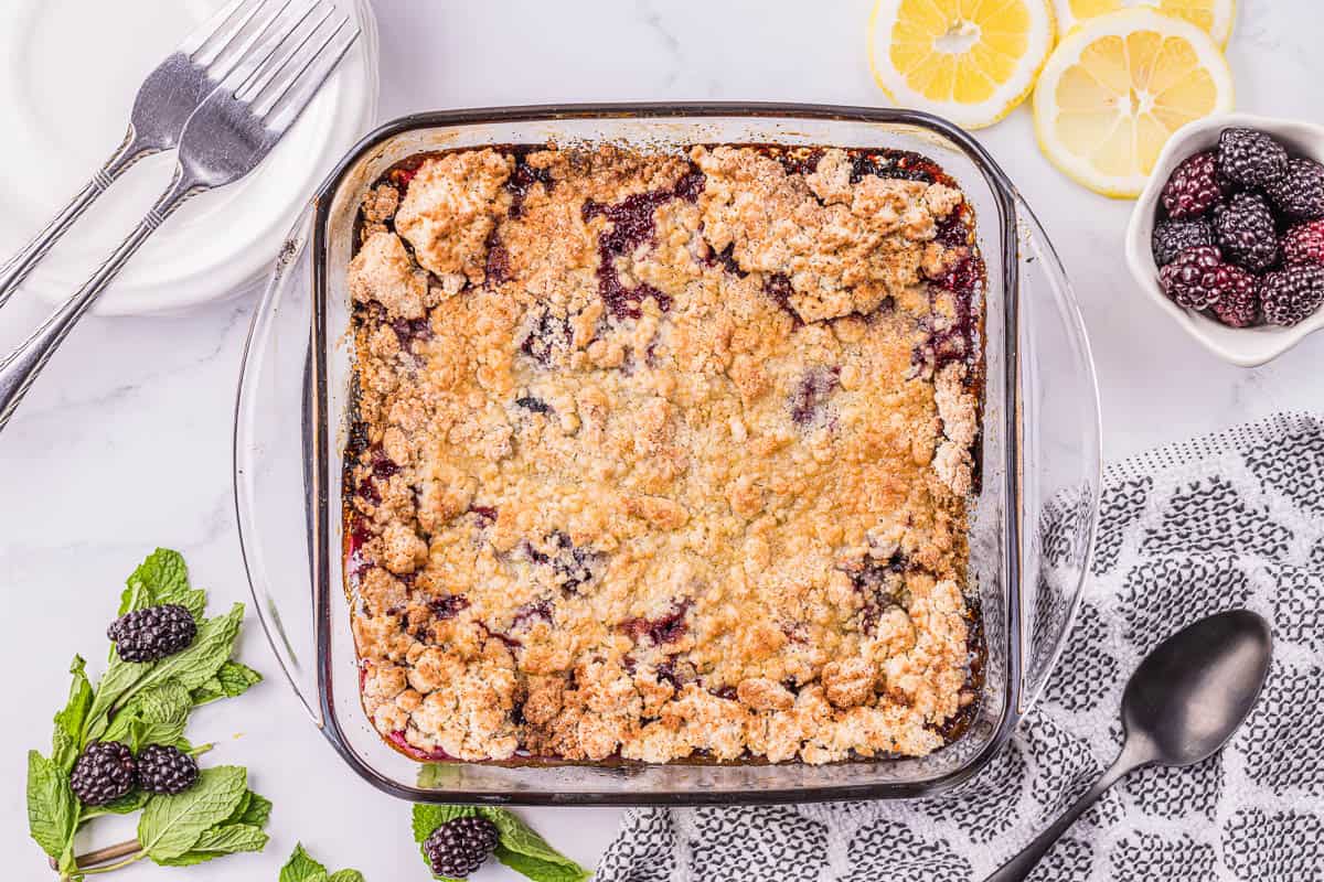 freshly baked blackberry cobbler.