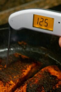 cooking salmon to an internal temperature of 125°F.