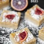 Less tart than your traditional lemon bars, Blood Orange Bars taste more like an orange flavored short bread cookie and are considered highly addictive.