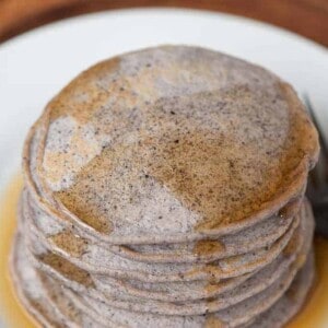 Blue Corn Pancakes are so easy to make and provide a wonderful flavor and gritty texture that is a refreshing change from a standard buttermilk pancake.