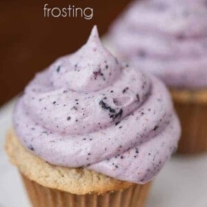 banana cupcake with blueberry cream cheese frosting