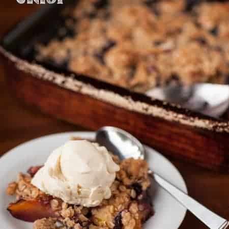 Eating Blueberry Peach Crisp for dessert is just like eating the most delicious oatmeal cookie you've ever had with the added benefit of warm summer fruit!