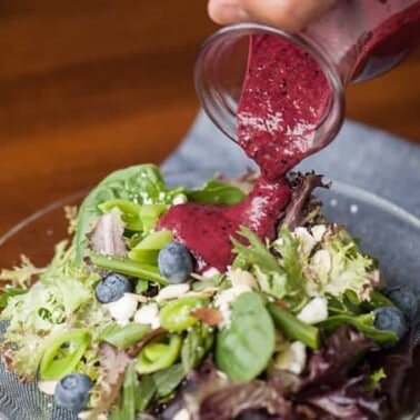 Can you think of a better lunch than a delicious and healthy Blueberry Vinaigrette Summer Salad made with a homemade salad dressing from fresh blueberries?