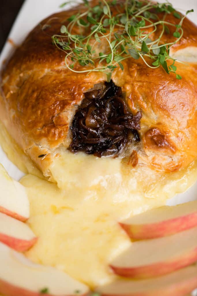 Baked Brie Topped with Caramelized Onions - Sense & Edibility