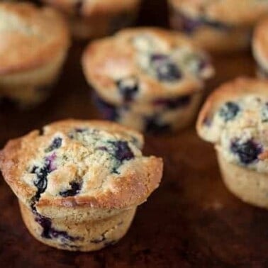 These buttermilk Brown Butter Blueberry Muffins rise beautifully & finish with a nice crispy top. They're perfect for brunch or a breakfast treat on the go.