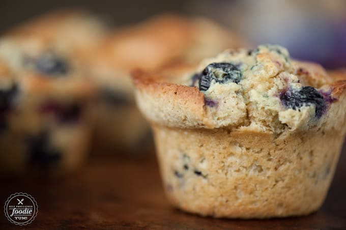 a close up of the side of blueberry muffins 