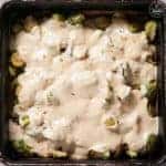 Brussels Sprouts Gratin combines roasted fresh brussels sprouts with a creamy gruyere cheese sauce to create a heavenly vegetable side dish.