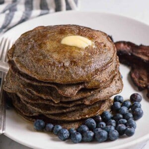 stack of Buckwheat Pancakes with blueberries