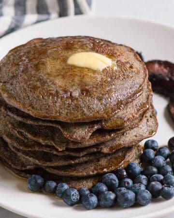 stack of Buckwheat Pancakes with blueberries
