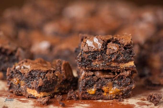 A close up of a Butterfinger overload brownie