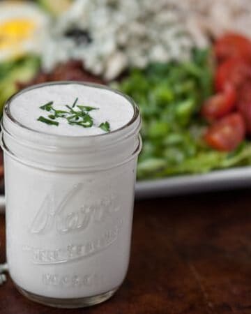 Its super easy to make your own homemade Buttermilk Bleu Cheese Dressing. The end result is a super tasty dressing or dip that is made without any additives.