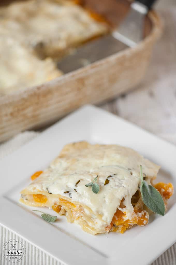 a plate of butternut squash lasagna