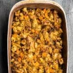 Butternut Squash Leek Stuffing is a fall favorite, perfect for Thanksgiving. This classic dressing side dish can be a great vegetarian option too!