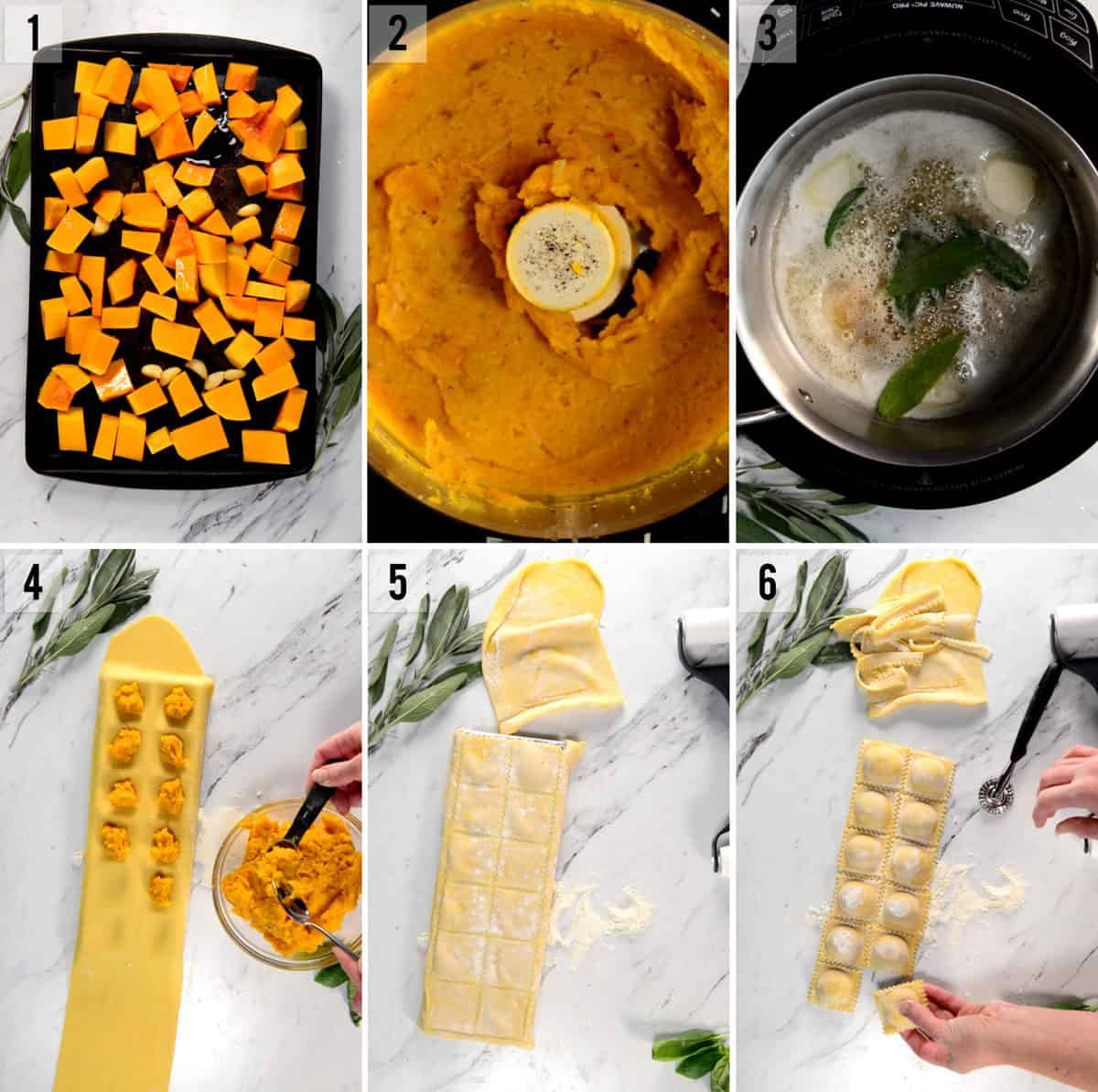 step by step photos of how to make Homemade Butternut Squash Ravioli with Brown Butter Sage Sauce