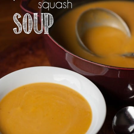 My version of Butternut Squash Soup combines creamy roasted butternut squash with the fresh fall flavor of honeycrisp apple creating a healthy autumn soup.