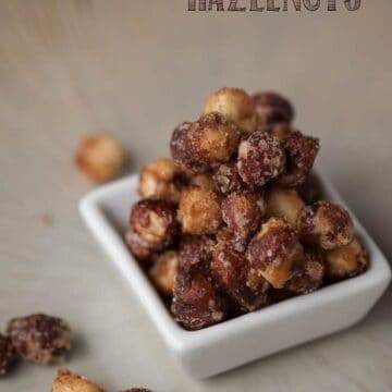 candied hazelnuts in a dish