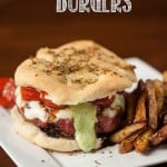 These amazing Caprese Burgers have everything a mouthwatering burger should have - homemade basil garlic aioli, roasted tomatoes, and balsamic reduction.
