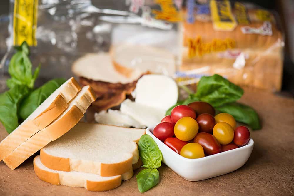 ingredients for caprese grilled cheese