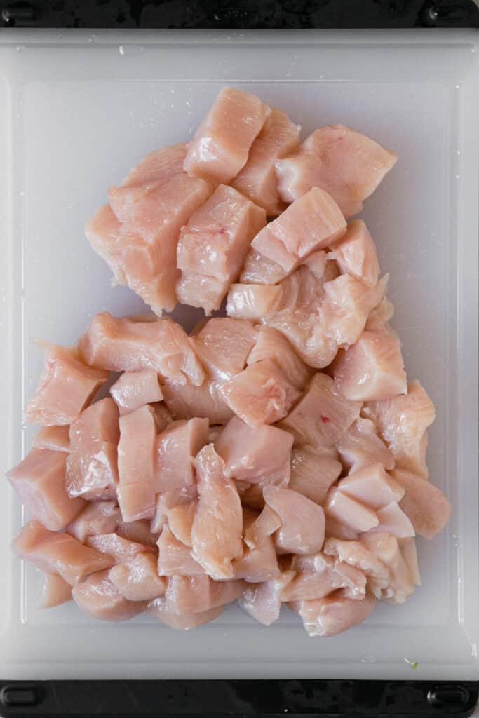 uncooked chicken breast cut into bite sized pieces