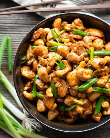 bowl of homemade Cashew Chicken