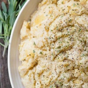 top view of homemade Cauliflower Mashed Potatoes