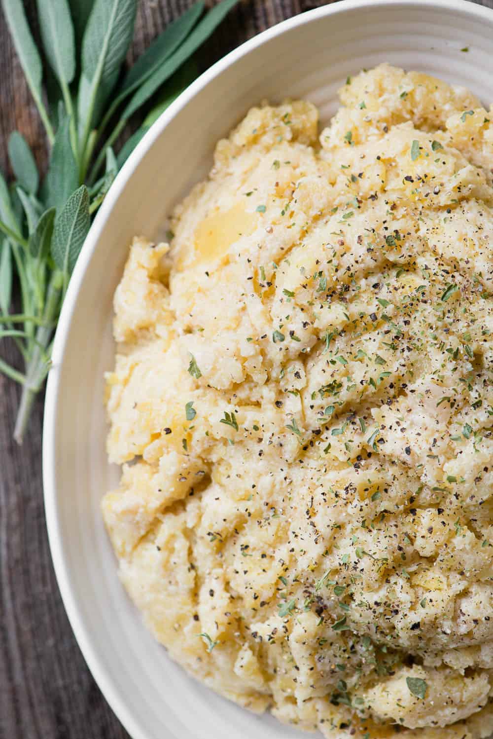 top view of homemade Cauliflower Mashed Potatoes