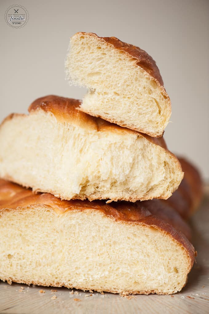 sliced homemade egg bread