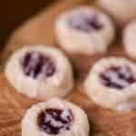 cherry almond thumbprints on a table