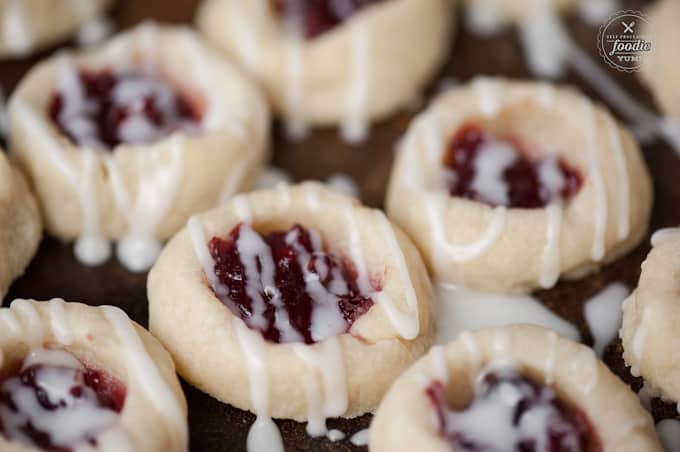 a bunch of cherry almond thumbprints