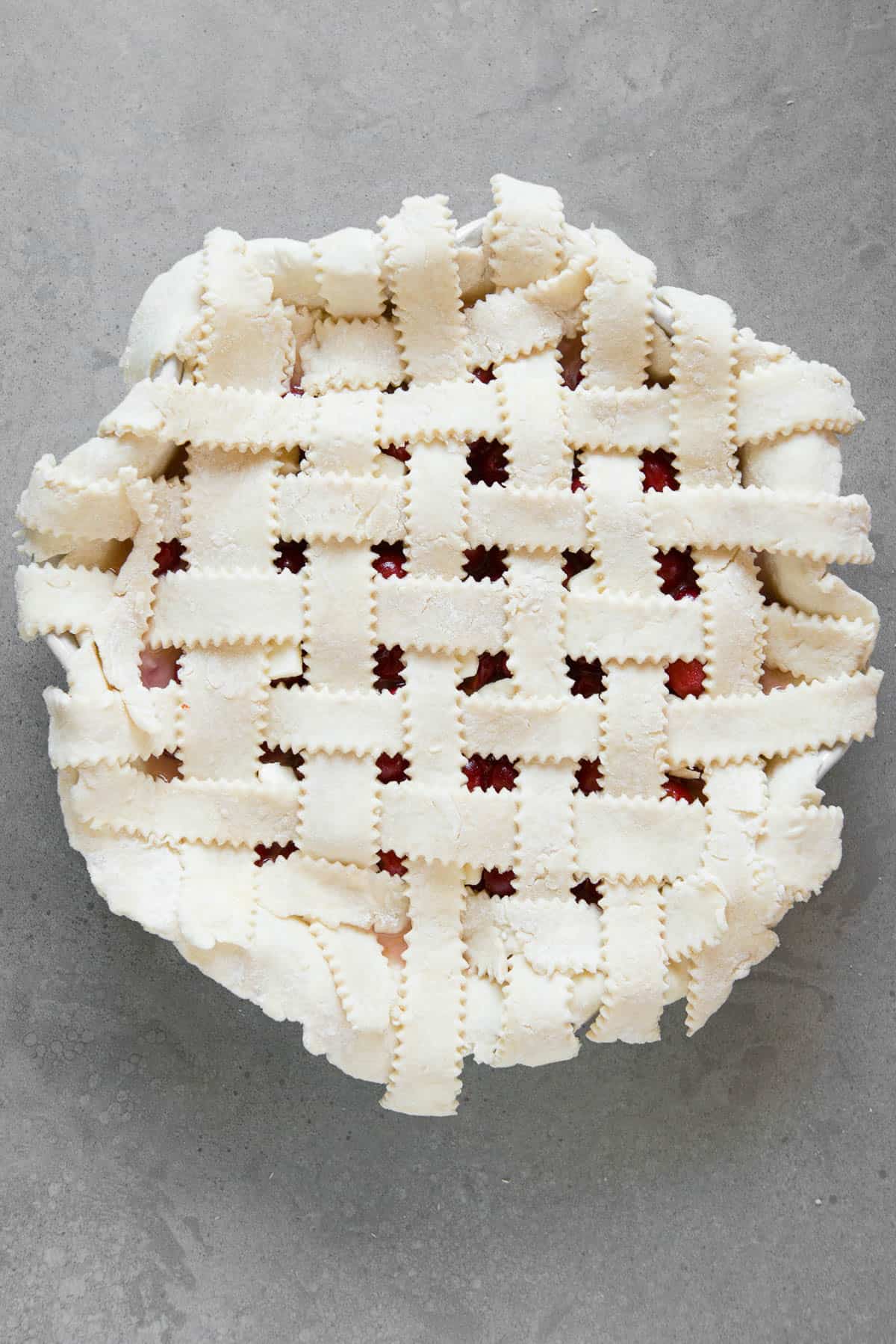 uncooked pie without edges tucked