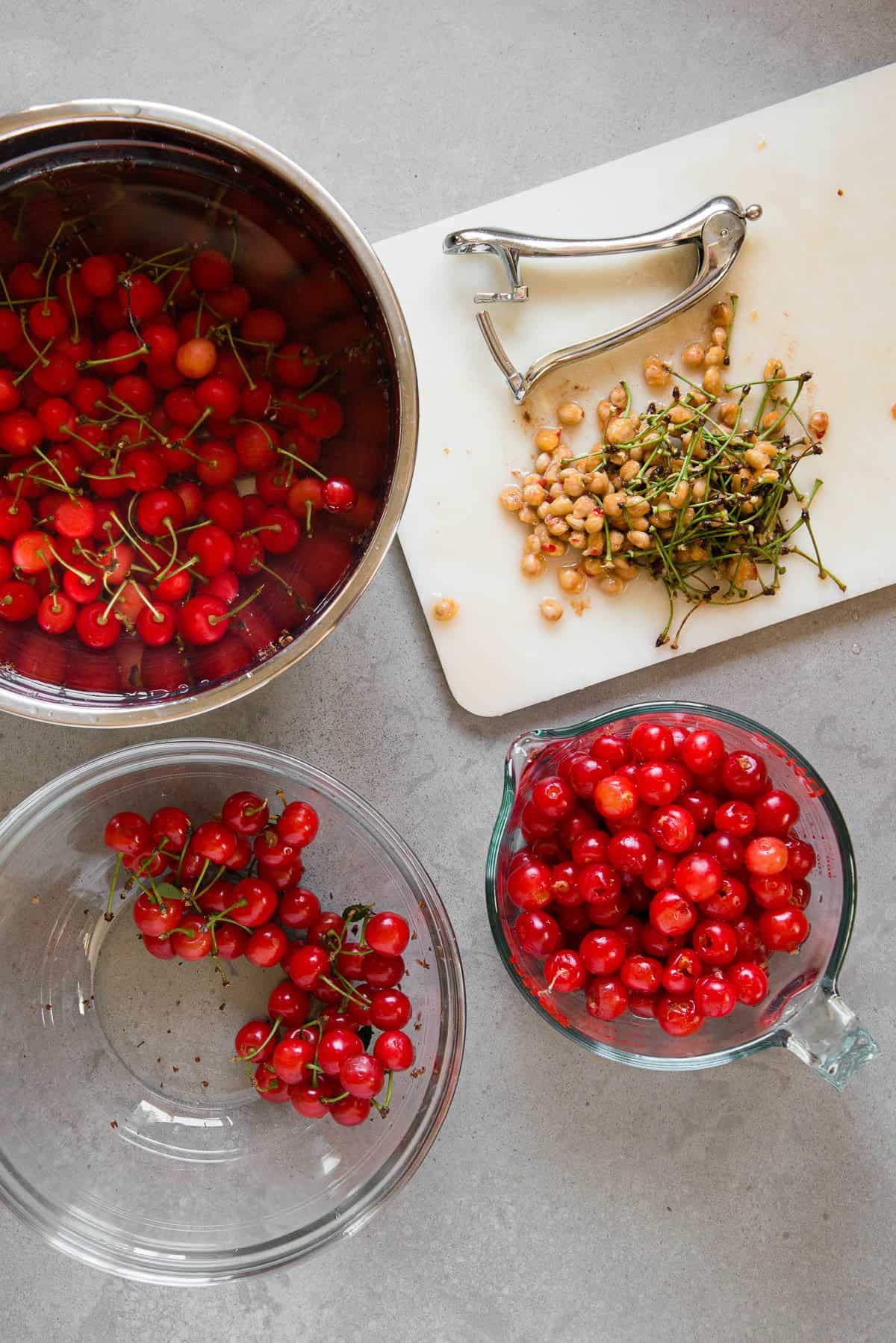 tart cherry pitting process photo