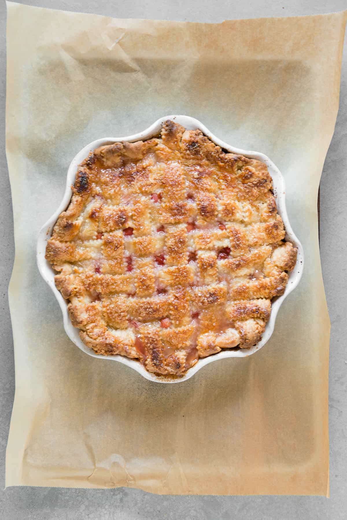 whole baked lattice weave fruit pie