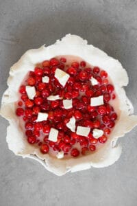 cherry pie filling added to crust